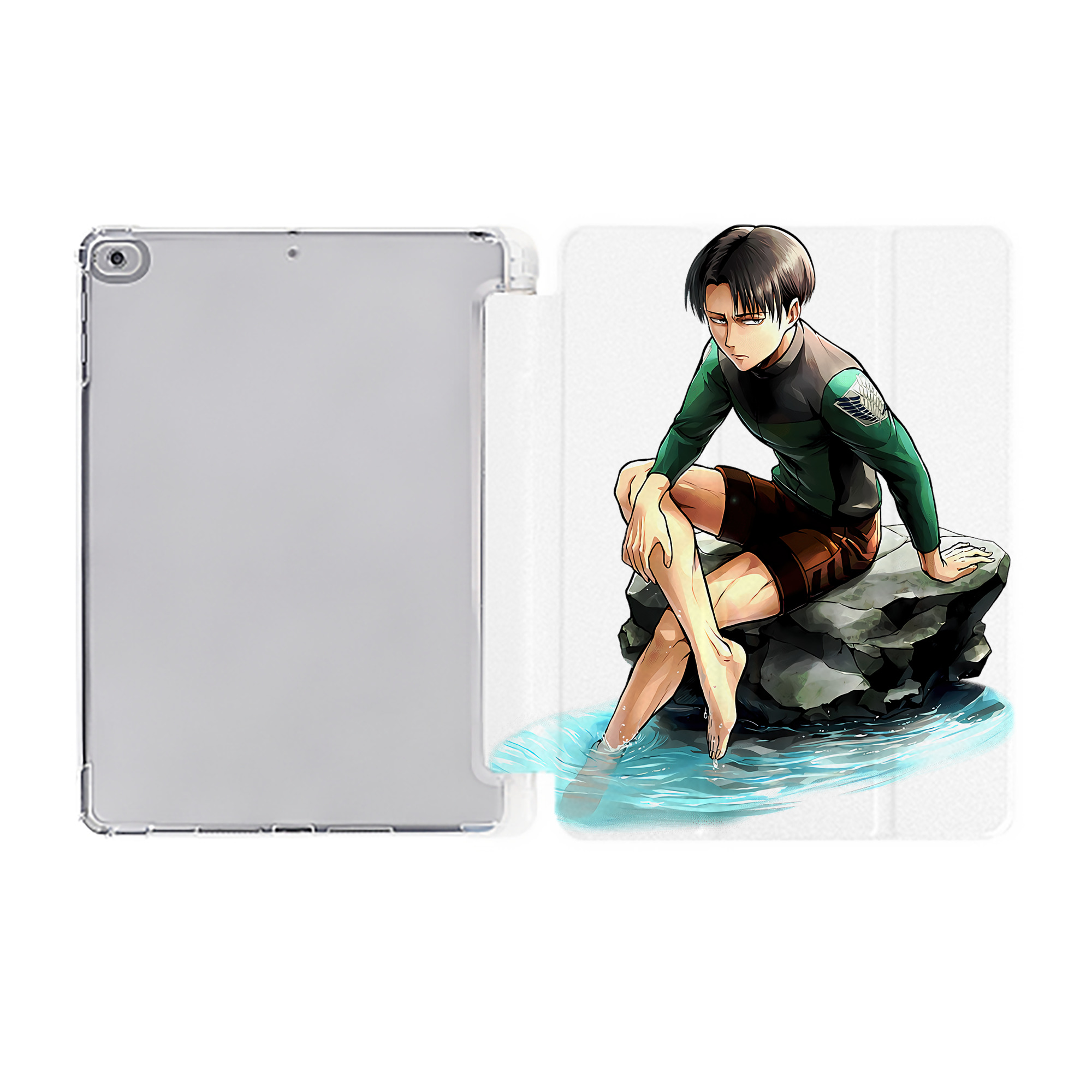 （画像用） 進撃の巨人 リヴァイ·アッカーマン Attack on Titan Levi Ackerman IPad ケース ペン収納付き 三つ折りスタンド PUレザー×シリコン 対応機種9.5/10.5/10.9インチ